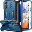 FNTCASE for Samsung Galaxy A14-5G Case: Dual-Layer Protective Textured Shockproof Rugged TPU Cover with Kickstand | Military Grade Drop Protection | Heavy Duty Cell Phone Protector - Blue