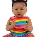 HOOMAI Lifelike Reborn Baby Dolls with Soft Body African American Realistic Girl Doll 22.8 Inch Best Birthday Gift Set