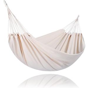 SUNCREAT Canvas Cotton Hammock - 2 Person Double Hammock with Carrying Bag, 475 lbs Capacity, Natural (Beige)