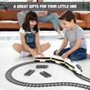 MANNIDOO Classic City Train Tracks, 72 Pieces Railroad Track with 24 Flexible, 24 Curved and 24 Straight Tracks, Train Expansion Accessories Compatible with All Major Brands Train Tracks
