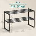SONGMICS Shoe Rack, 2-Tier Shoe Organizer, Metal Storage Shelf, Upright or Upside Down, for 6-9 Pairs, Stackable, for Entryway, 11.8 x 26.8 x 14.6 Inches, Black ULSA202B01