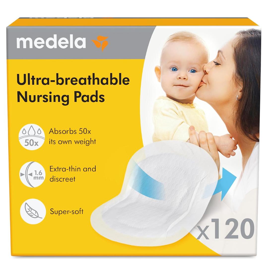 Medela Ultra-Breathable Nursing Pads, Highly Absorbent, Super Soft, Discreet Design for Comfortable Wear, Pack of 120