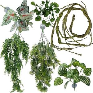 MEPHAN Reptile Plant for Bearded Dragon Tank Accessories, Terrarium Plant Artificial Decor for Snake Cage, Fake Plant for Leopard Gecko Habitat, Lizard Chameleon Ball Pythons (Group E)