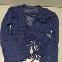 Back From Bali Womens Lightweight Knit Cardigan Shrug Lite Sheer Navy Size M