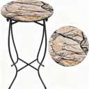 Round Side Table, 21 Inch Tall Metal Table for Patio Deck Porch Livingroom, 14 inches x 14 inches x 21 inches