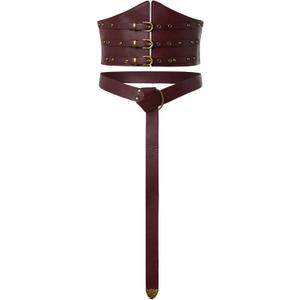 Scarlet Darkness Corset Belt for Women Men Waist Cincher Cosplay Costume Accessories Adjustable Buckle Strap Red L