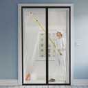 Amylove Zipper 48 x 87 Inch Dust Barrier Door Kit Construction Door Barrier 4 x 7.25 ft Reusable Plastic Curtain Cover Containment Standard Doorway Temporary Wall Screen Sheeting for Bathroom Hallway (Black)