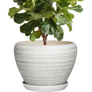 Ceramic Plant Pots Indoor, 10 Inch Planter, Textured Grey