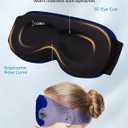 Sleep Mask with Bluetooth Headphones, Removable 3D Contoured Cup, Wireless Eye Mask for Sleep, Sleeping Headphones with Thin Stereo Speakers for Men, Women, Travel, Relaxation - Blue