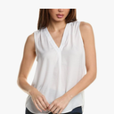 Vince Camuto Women's Sleeveless V-Neck Rumple Blouse White Medium
