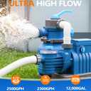 BluClear 2500 GPH Sand Filter Pump for Above Ground Pools, Pool Pumps Above Ground with 24H Automatic Timer, 6-Way Valve, Efficient Circulation & Filtration Pool Sand Pump, Up to 12000 Gallons -Blue