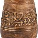Utensil Crocks Mango Wood Floral Hand carving Utensils Caddy, Handcrafted Wooden Utensils Crock Cooking Spatula Organizer (4.5'' X 4.5'' X 5')