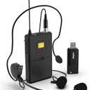 FIFINE Wireless Microphones for Computer, USB Wireless Microphone System for PC and Mac, Headset UHF System with USB Receiver,Transmitter, Headset and Clip Lavalier Lapel Mic-K031B