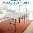 SIMPLI-MAGIC 4ft Plastic Folding Table, Indoor Outdoor Heavy Duty Portable/Handle, Lock for Picnic, Party, Camping - White