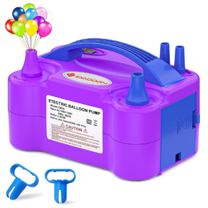 IDAODAN Electric Balloon Pump, Portable Electric Balloon Blower Machine Balloon Air Pump Dual Nozzle Rose Red 110V 600W Balloon Inflator for Party Decorations