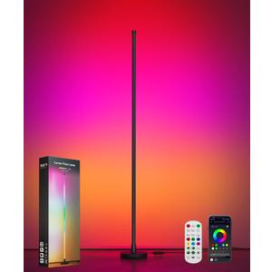 Smart RGB LED Corner Floor Lamp, Standing Lamp with Music Sync and 16M+ DIY Colors, Remote & App Control, Color Changing Ambient Lighting, Floor Lamps for Living Room, Bedroom and Party