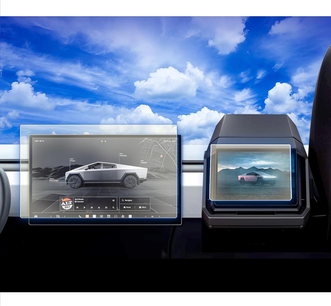 XXCIWP 2Pack 2025 Cybertruck Screen Protector Matte for Tesla Cybertruck Accessories Screen Protector Front & Rear 2024 2025 Tempered Glass Anti Glare