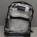 JanSport Clear Pack 25.5L Transparent Backpack, Large Main Compartment, Side Water Bottle Pocket, Front Zippered Pocket, Mesh Bottom Panel, Clear