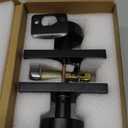 Matte Black Door Knobs Interior with Lock, Modern Privacy Rectangle Door Knob Door Handles for Bathroom Bedroom