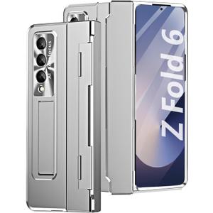 for Galaxy Z Fold6 Case, with Buit-in Screen Protector, Rugged Hinge Protection, Camera len Cover, Full Body Protective Phone Case for Samsung Z Fold 6, Silver