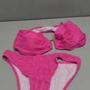 ZAFUL Women's Textured Underwire Bikini Set V Notch High Cut Swimwear Tie Side Ribbed Sexy Swimsuits L