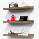 RICHER HOUSE 3 Set Floating Shelves for Wall Decor, Mounted Book Shelf, Nursery Picture Ledge With Lip for Storage, Bedroom, Living Room, Bathroom - Brown (3pcs*15.72in)