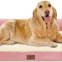 Large Dog Bed Orthopedic Washable Extra Pink XL XLarge Big Dog Bed with Washable Bolster & Memory Foam Couch Sofa - Waterproof with Removable Cover