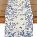 Artoid Mode Monochrome Sketch Birds and Flowers Spring Table Runner, Seasonal Summer Fall Kitchen Dining Table Decoration for Home Party Decor 13x120 Inch 2 piece