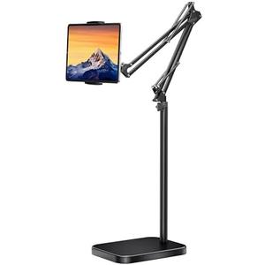 BluuSuuk Tablet Floor Stand with 11lb Stable Base - Adjustable Height Stretchable Arm Swivel Holder Mount, Compatible with iPad Pro Air Mini 12.9/9.7, Kindle, Galaxy Tab, Cell Phones (4.7''-13'')