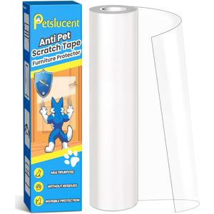 Petslucent Cat Scratch Furniture Protector: Cat Anti Scratch Tape - Door Protector from Dog Scratching - Clear Training Self Adhesive Tape for Carpet, Sofa, Couch, Door (118in x 7.9in)