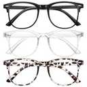 Okany 3 Pack Blue Light Blocking Glasses for Women Men, Round Computer Glasses Anti Eye Strain/ UV/ Glare Gaming Glasses