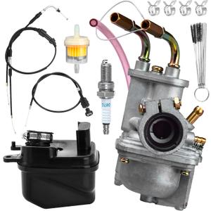 BlueStars PW50 Carburetor Kit - Compatible with Yamaha PW50 Peewee/Y-Zinger (19812009) - Includes Air Filter, Fuel Filter, Choke Cable, Throttle Cable, Spark Plug