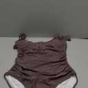 B2prity One Piece Swimsuit for Women Tummy Control Ruched Slimming Bathing Suit Button Full Coverage Swimwear (Medium, Coffee Brown)