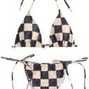 ZAFUL Womens Printed Triangle Bikinis 2 Piece Halter Bikini Sets High Cut Bathing Suit Side Tie Swimsuits XL