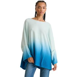 NAADAM Women's Soft Cashmere Ombre Poncho Sweater (Blue, 2XL/3XL)