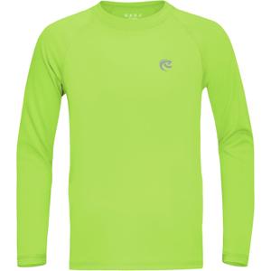 Boys UPF 50+ Swim Shirt Long Sleeve, 1 or 2 Pack UV Sun Protection Rash Guard, Youth Kids SPF Water Shirts for Beach Surf (10, Green)