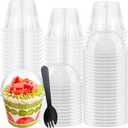100 Pcs 6oz Clear Plastic Cups with Dome Lids and Spoons, Transparent Disposable Parfait Dessert Cups for Fruit ,Ice Cream, Cupcake, Iced Cold Drinks