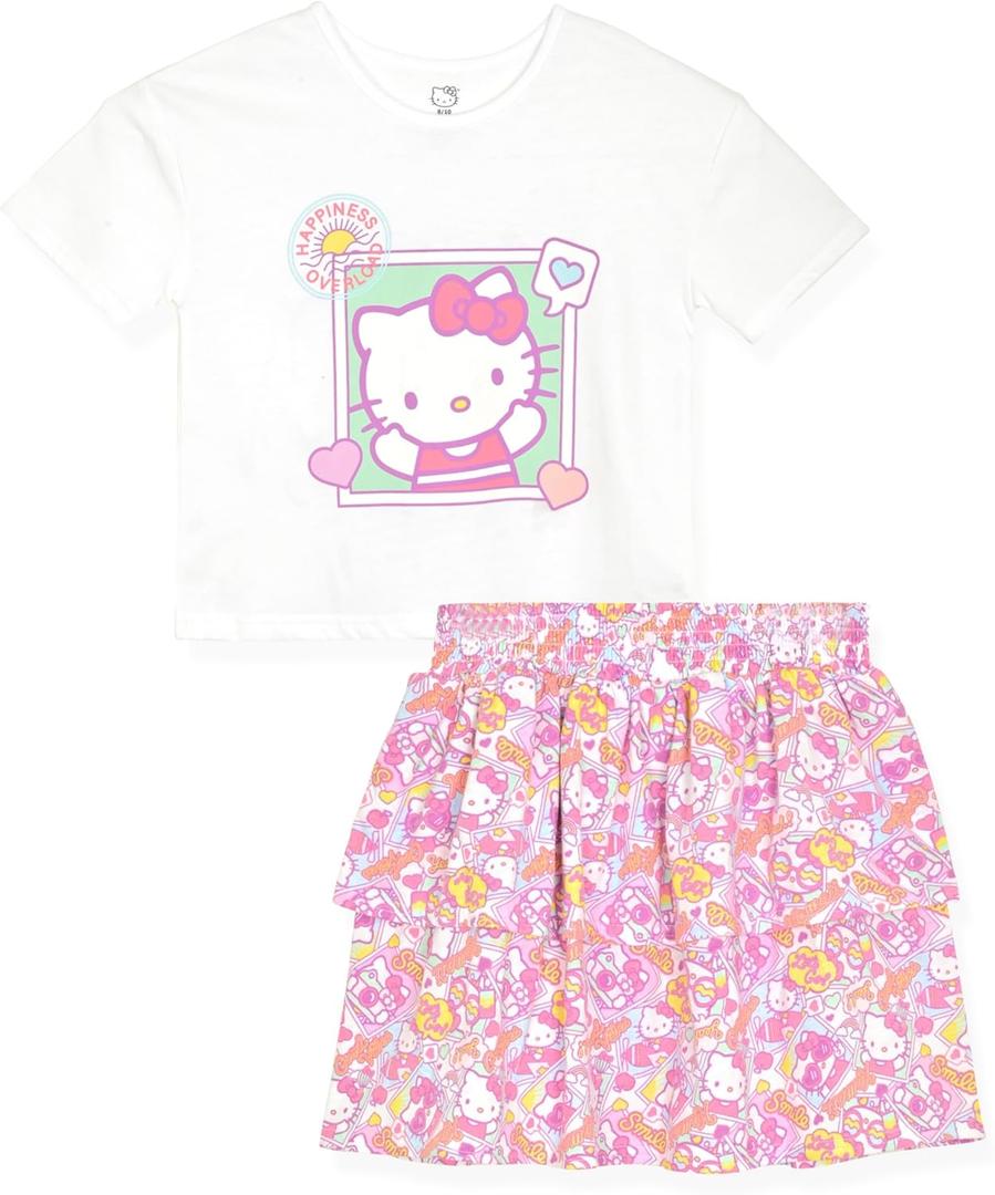 Hello Kitty Girls 2-Piece T-Shirt and Skirt Set (6X, Pink)