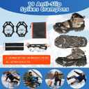Crampons 19 Stainless Steel Spikes Ice Cleats for Shoes and Boots,Snow Traction Cleats Ice Grips for Hiking, Mountain Climbing,Walking,Fishing for Men & Women (Large)