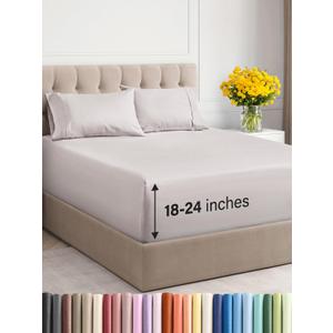 Extra Deep Twin Sheet Set - 4 Piece Breathable & Cooling Sheets - Hotel Luxury Bedding Set with 18-24 Inch Extra Deep Pockets - Easy Fit - Super Soft, Wrinkle Free and Comfy - Light Grey, Twin Size (04 - Light Grey)