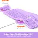 MEETION Ergonomic Wireless Keyboard and Mouse, Curved Keyboard with Vertical Mouse, Split Ergo Keyboard with Wrist Rest, Natural Typing Rechargeable Full Size, Windows/Mac/PC/Laptop, Purple