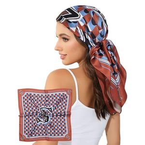AWAYTR 35” Alphabet Head Scarf for Women Like Silk Scarf for Hair Scarves Hair Bandana For Women Headscarf Hair Wrap Scarfs Neck (S) Pack Of 2