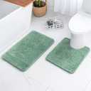 MIULEE Sage Green Bathroom Rugs Set 2 Piece, Soft Absorbent Microfiber Bath Mat and U-Shaped Contour Toilet Rug, Non Slip Quick Dry Washable Plush Shaggy Bath Rugs for Bathroom20"x30"+20"x24"