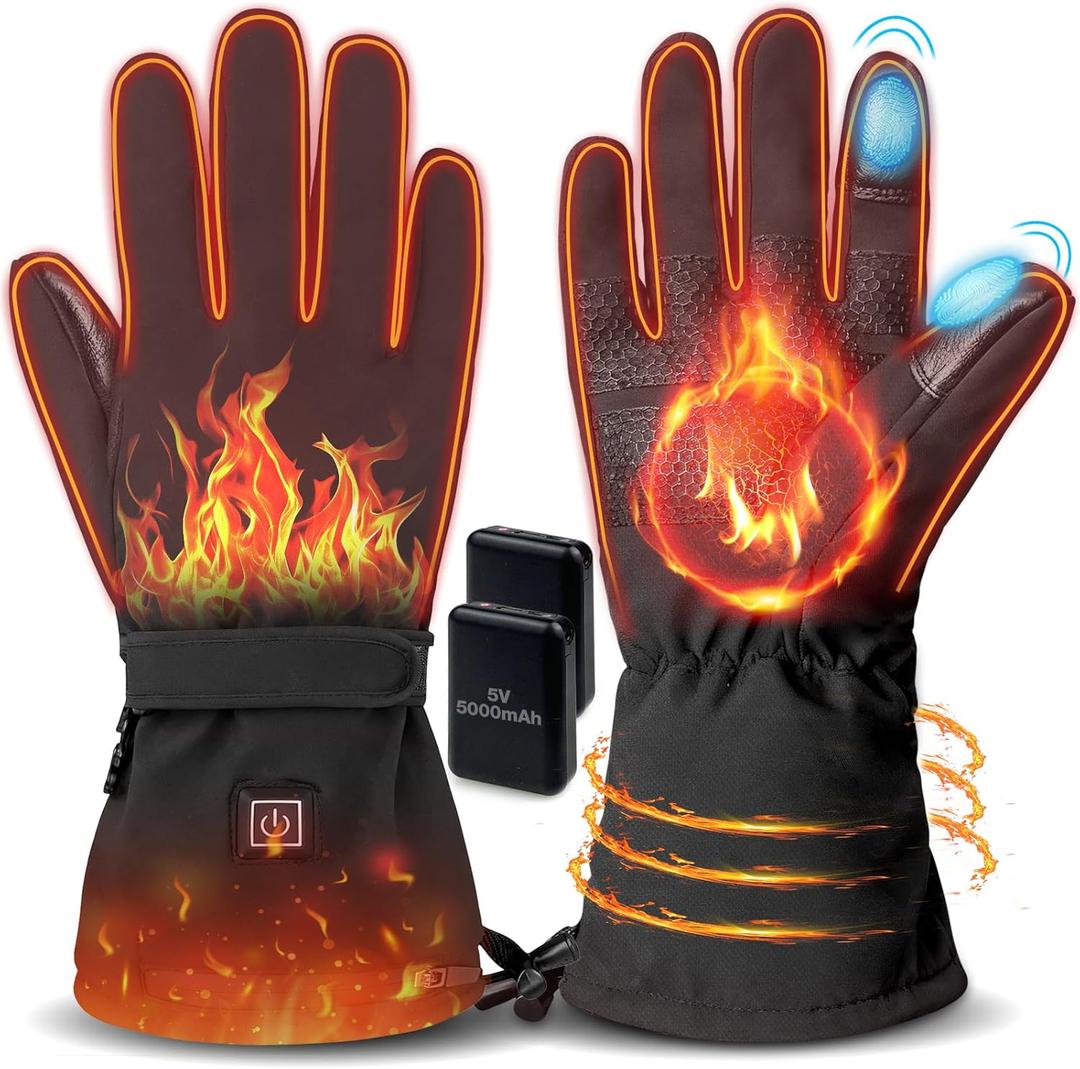 Heated Gloves for Men Women Heated Gloves Rechargeable with 3 Levels Temperature Control Heating Glove Women Men Suitable for Arthritis Raynaud's Alleviate Cycling Skiing (Black, L)