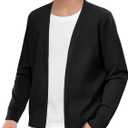 Haloumoning Boys School Uniform Cardigan Sweater Kids Knit Open Front Long Sleeve Outerwear 5-14 Years (11-12 Years, Black)