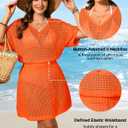 Aqua Eve Plus Size Swimsuit Cover Up - Crochet Bathing Suit Coverups 2025 Short Sleeve Beach Dress Swimwear Orange 18W (Orange)