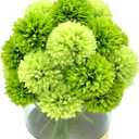20Pcs Artificial Fake Flower Plants Silk Chrysanthemum Ball Hydrangea Arrangements Wedding Bouquets Decor Home Kitchen Garden Party Table Floral Centerpieces DIY (Dark Green&Green)