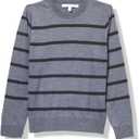 Isaac Mizrahi Horizontal Stripe Crew Neck Sweater Charcoal