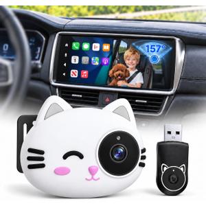 2-in-1 Baby Car Camera&Wireless CarPlay Adapter,1080P Car Seat Baby Monitor