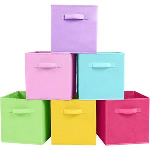 ShellKingdom Foldable Fabric Storage Cubes And Cloth Organizer Drawer For Closet And Toys, 6 Pack (6 Colors)